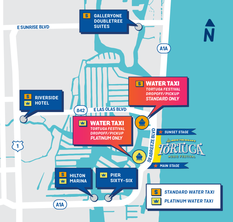 Tortuga Music Festival - Water Taxi map